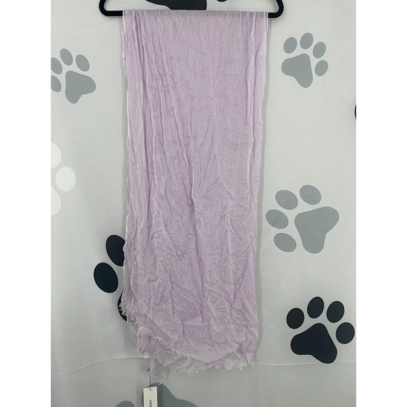 Calvin Klein NWT Chambray Woven Oblong Scarf Fringe Raw Ends Opan One Size New - Picture 4 of 12